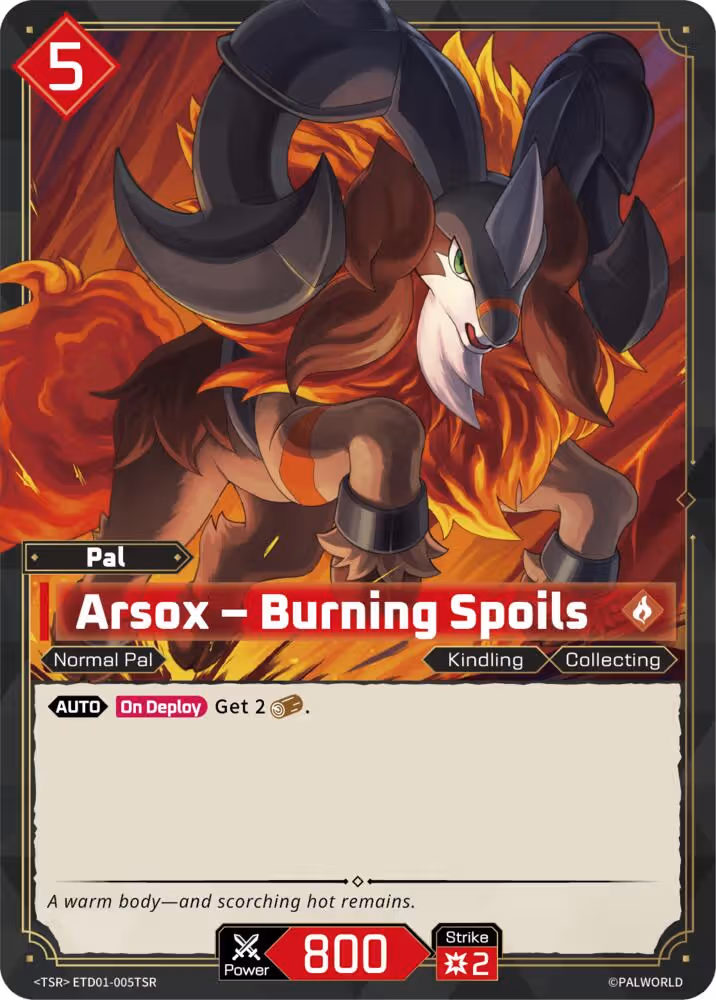 Arsox - Burning Spoils TSR ETD01-005TSR Palworld card
