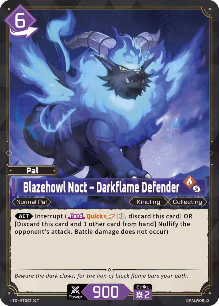 Blazehowl Noct - Darkflame Defender ETD02-017 Palworld card