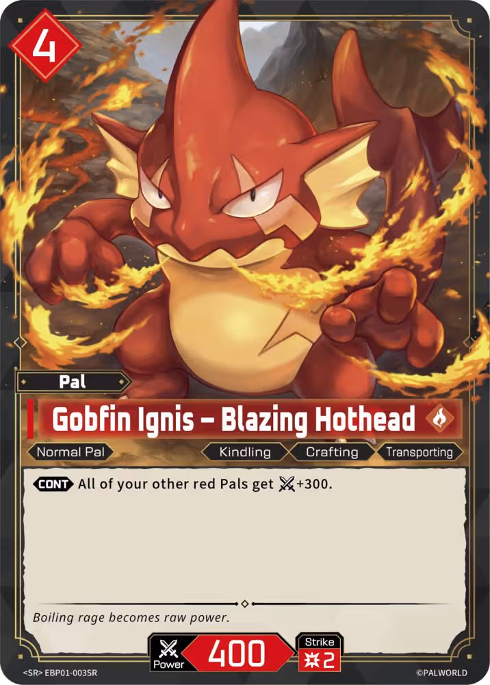 Gobfin Ignis - Blazing Hothead SR EBP01-003SR Palworld card