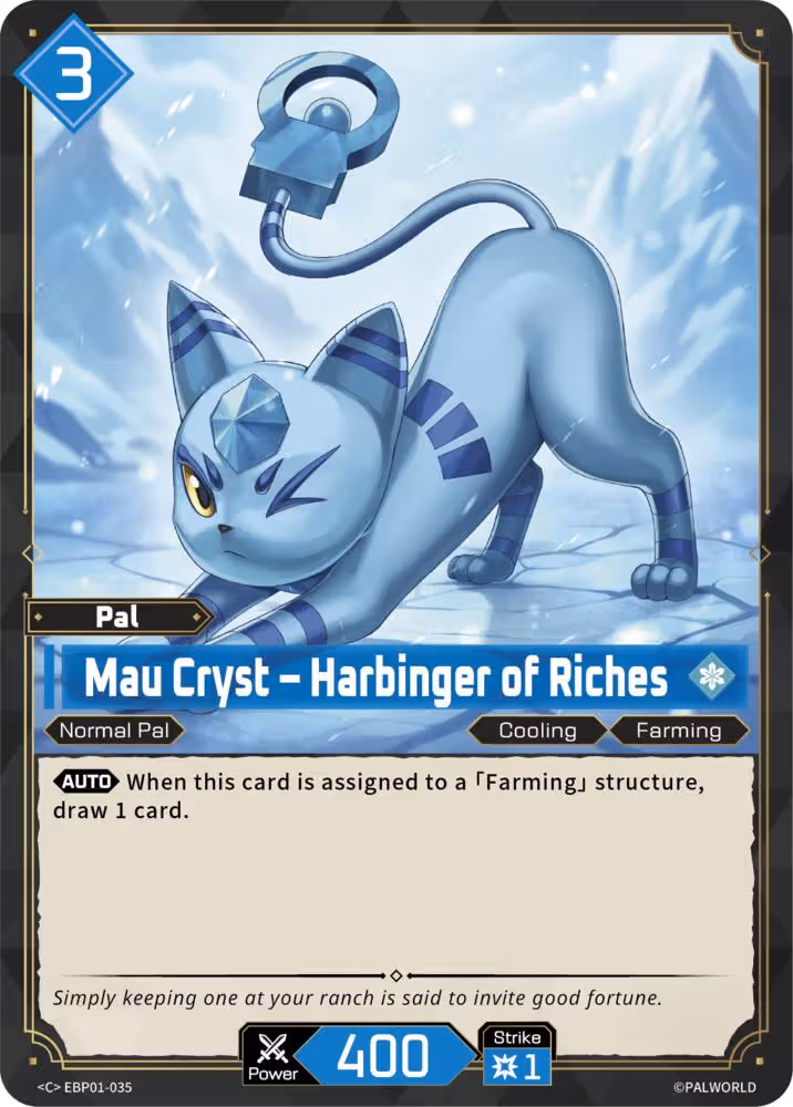 Mau Cryst - Harbinger of Riches EBP01-035 Palworld card