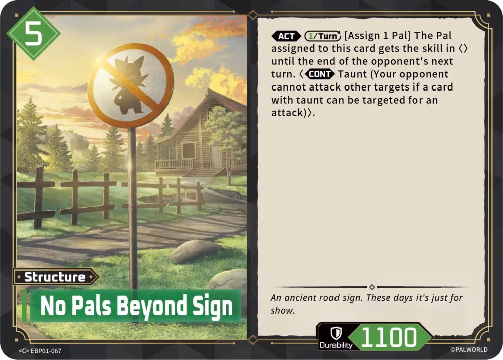 No Pals Beyond Sign EBP01-067 Palworld card