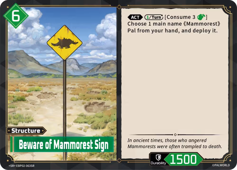Beware of Mammorest Sign SR EBP02-063SR Palworld card