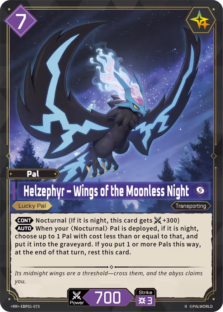 Helzephyr - Wings of the Moonless Night RR EBP01-073 2nd Edition Palworld card