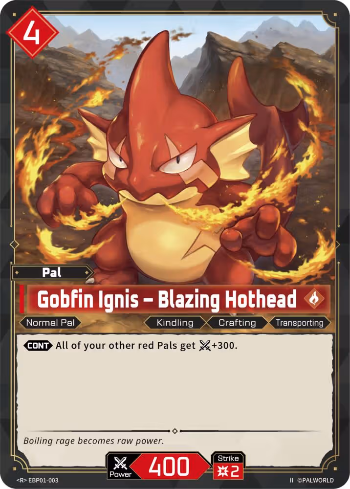 Gobfin Ignis - Blazing Hothead R EBP01-003 2nd Edition Palworld card