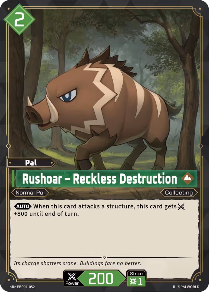 Rushoar - Reckless Destruction R EBP01-052 2nd Edition Palworld card