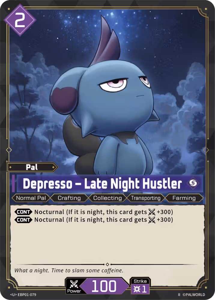 Depresso - Late Night Hustler U EBP01-079 2nd Edition Palworld card