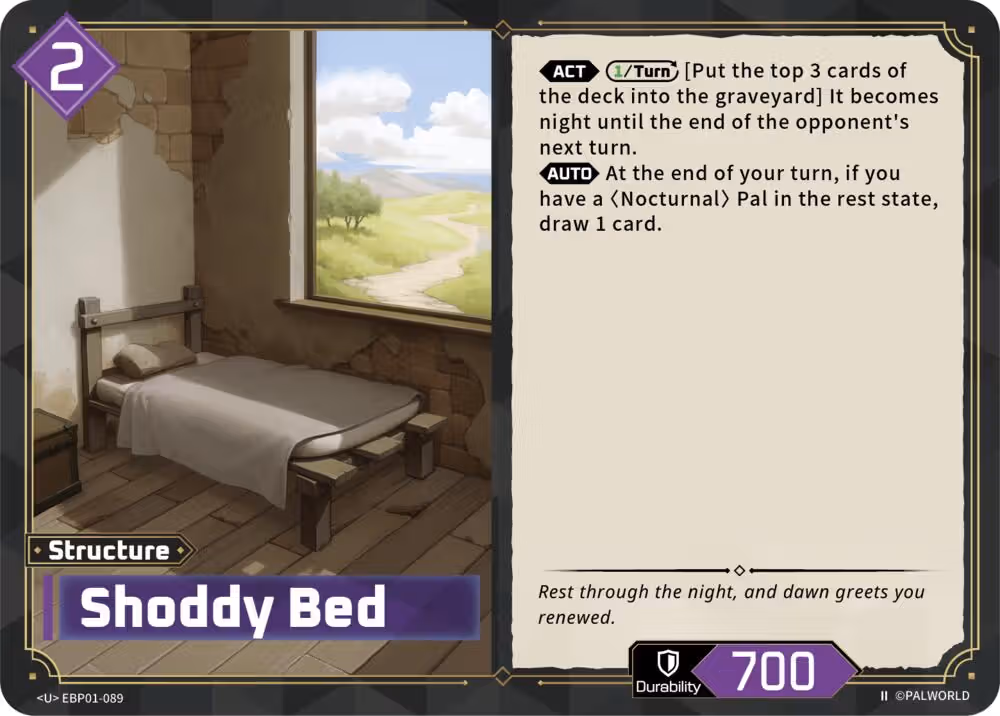 Shoddy Bed U EBP01-089 2nd Edition Palworld card